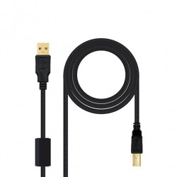 CABLE HQ FERRITA USBA A USBB NANOCABLE 5M BK