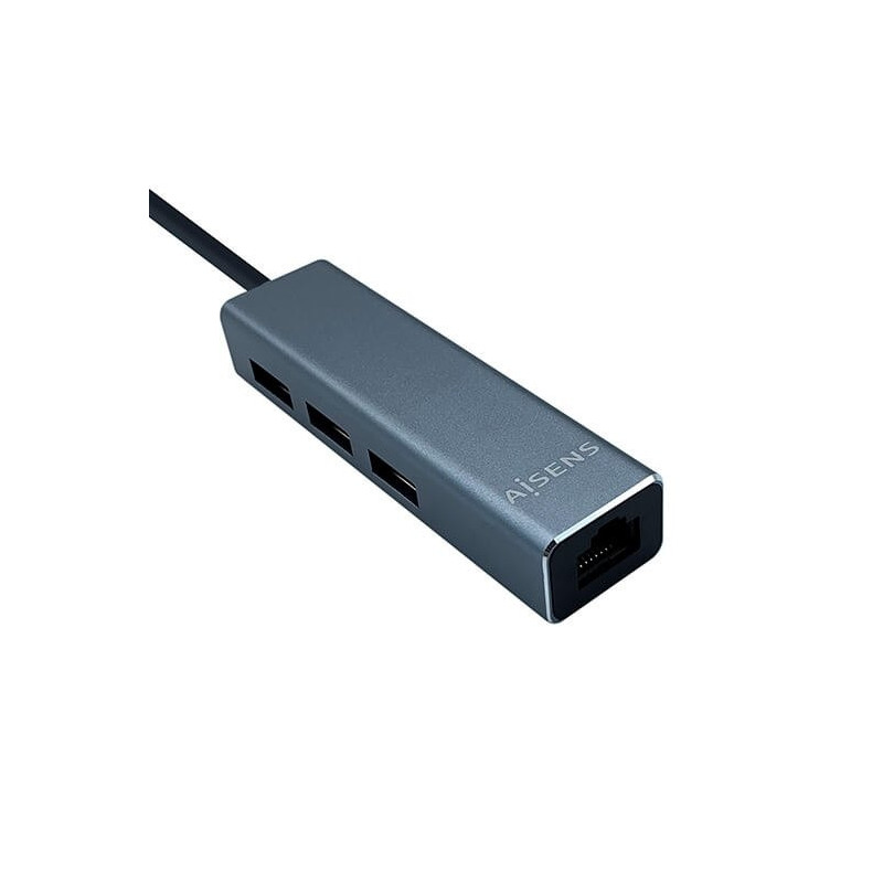 HUB 3 PUERTOS USB 32 RJ 45 AISENS TYPE C GRIS
