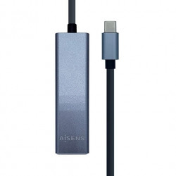 HUB 3 PUERTOS USB 32 RJ 45 AISENS TYPE C GRIS