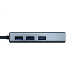 HUB 3 PUERTOS USB 32 RJ 45 AISENS TYPE C GRIS