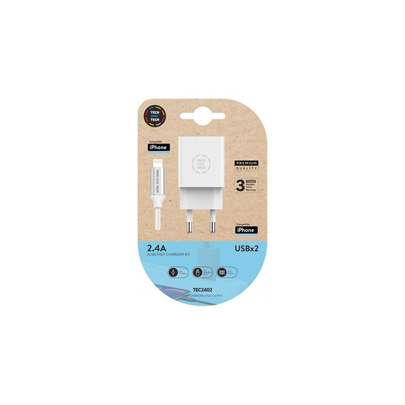 CARGADOR DOBLECABLE MICRO USBAPPLETECH ONE TECH