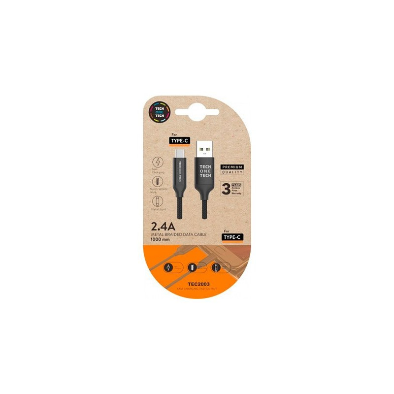 CABLE DE CARGA SYNC TECH ONE TECH USB C 1M NEGRO